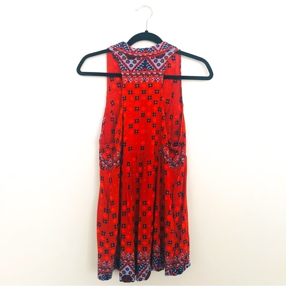 Free People Charlotte Rust Printed Racerback Tunic Tank – Size Small - Picture 6 of 11